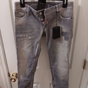 Dsquared 2 Distressed Skinny Jeans Brand New W-Tag Women's Sz 40 Gray Color